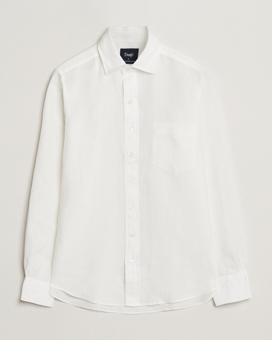 Heren | Overhemden | Drake's | Linen Summer Shirt Ecru