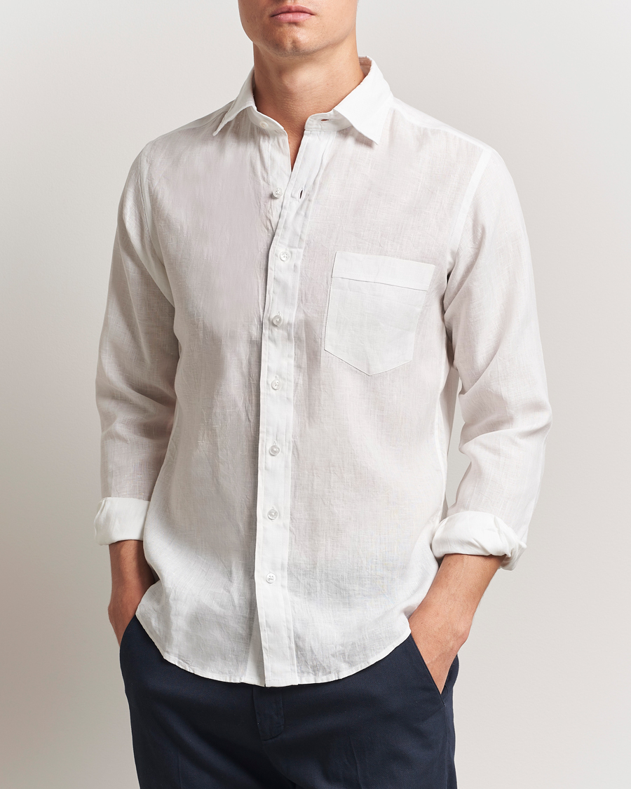 Heren | Overhemden | Drake's | Linen Summer Shirt Ecru