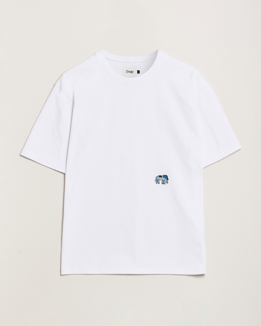 Heren | T-shirts | Drake's | Elephant Graphic Print Hiking T-Shirt Ecru