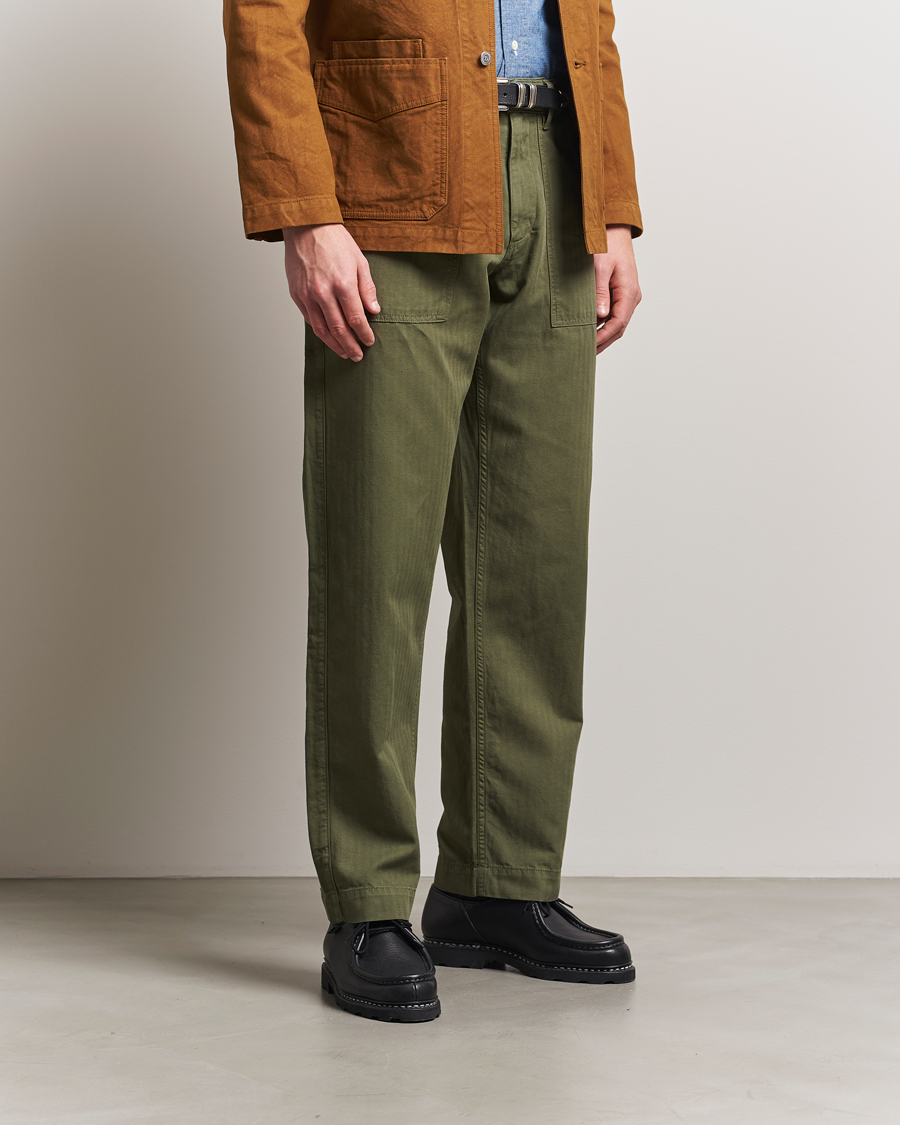 Heren | Broeken | Drake's | Fatigue Cotton Trousers Olive