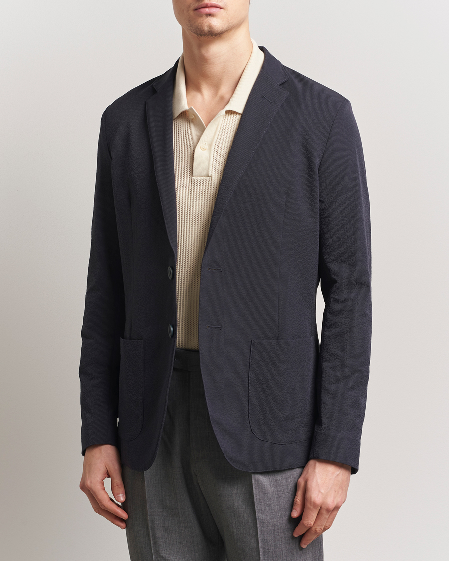 Heren | Blazers | Herno | Seersucker Blazer Navy