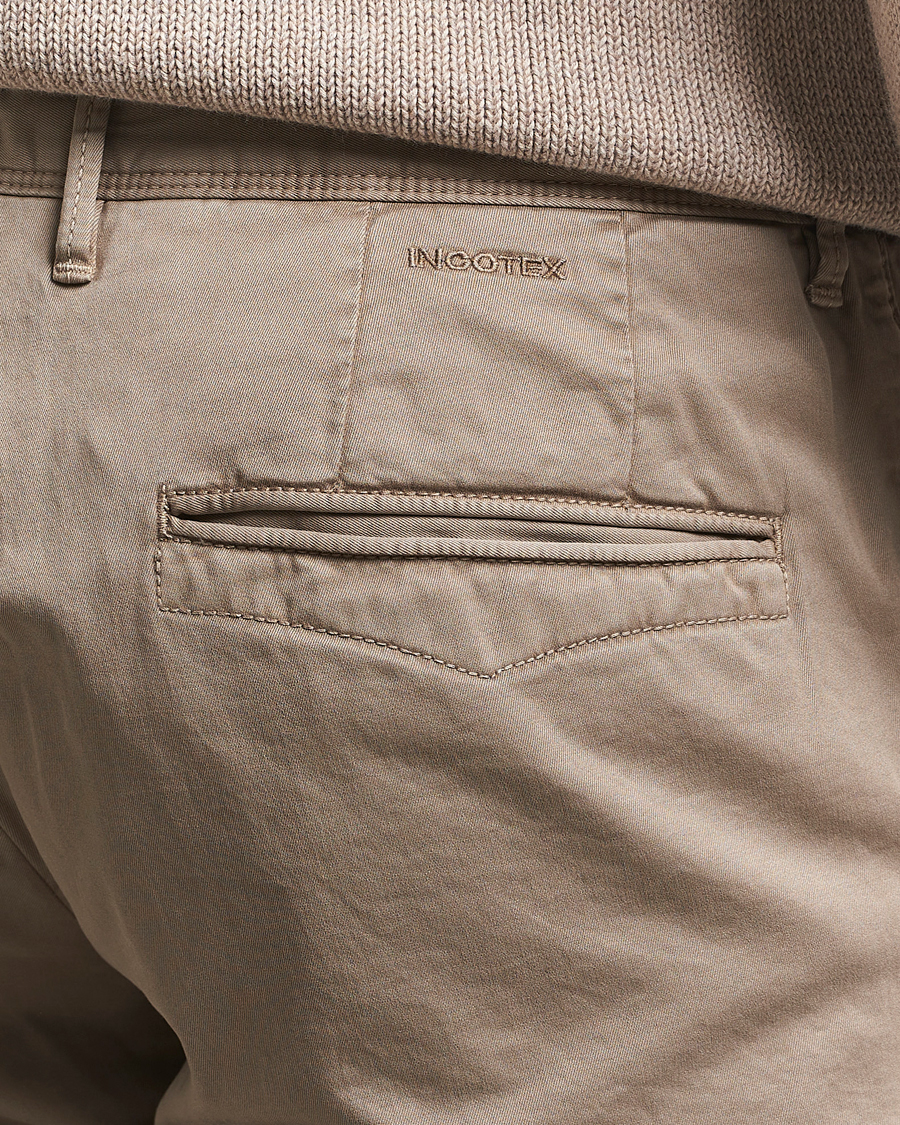 Heren | Broeken | Incotex | Slim Fit Garment Dyed Slacks Brown