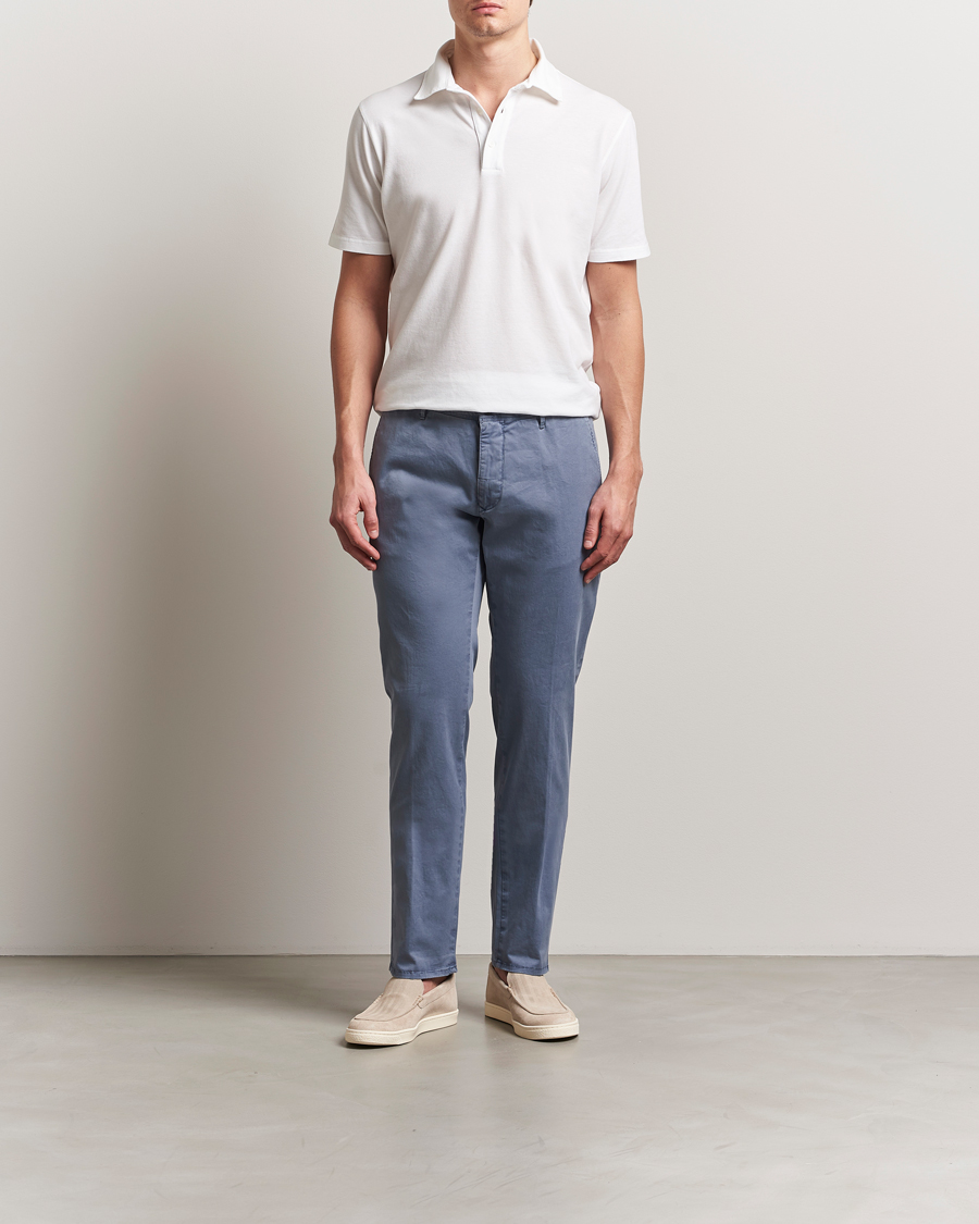 Heren | Broeken | Incotex | Slim Fit Garment Dyed Slacks Blue