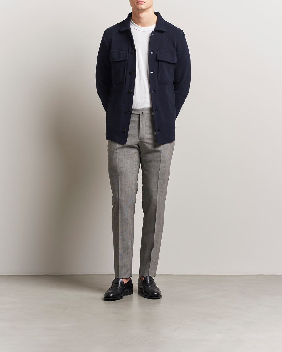 Heren | Broeken | Incotex | Slim Fit Micro Houndstooth Wool Trousers Light Grey