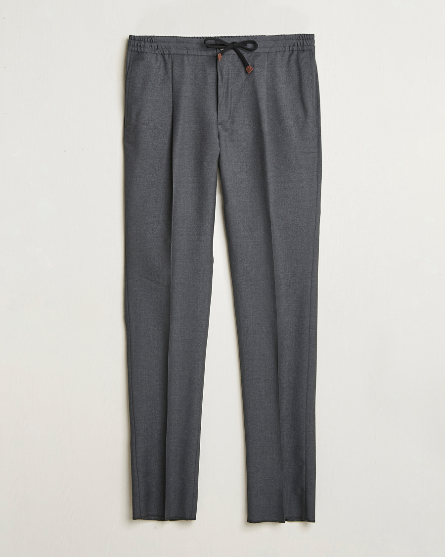 Heren | Broeken | Incotex | Drawstring Super 100s Wool Pants Medium Grey