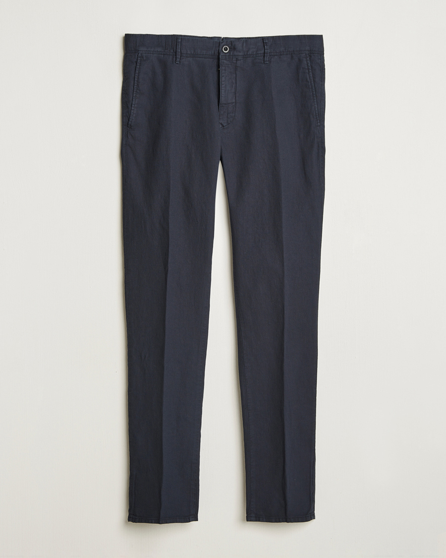 Heren | Broeken | Incotex | Slim Fit Basket Weave Cotton Slacks Navy