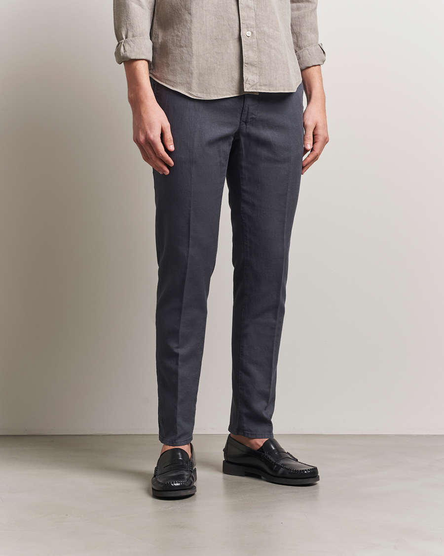 Heren | Broeken | Incotex | Slim Fit Basket Weave Cotton Slacks Dark Grey