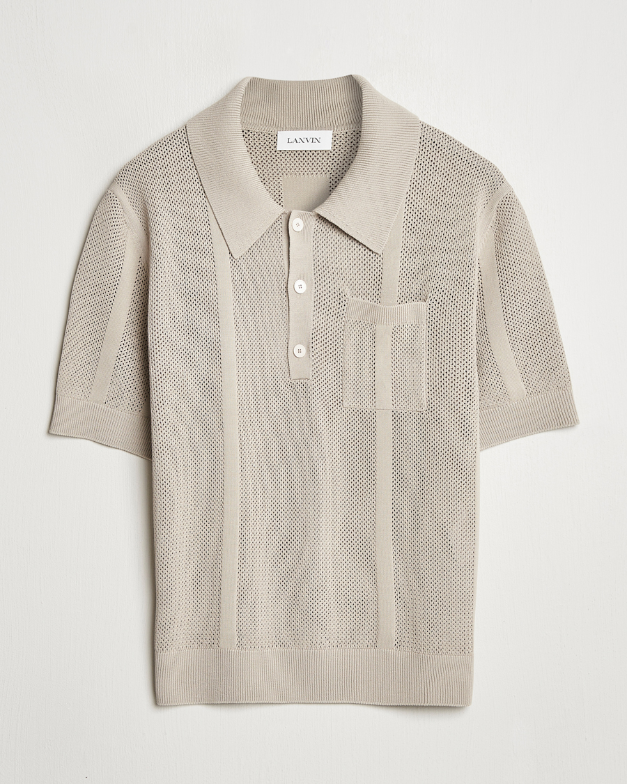 Heren | Truien | Lanvin | Striped Jacquard Polo Light Beige