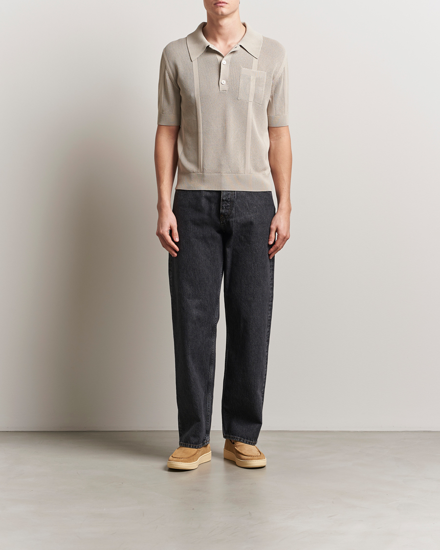 Heren | Truien | Lanvin | Striped Jacquard Polo Light Beige