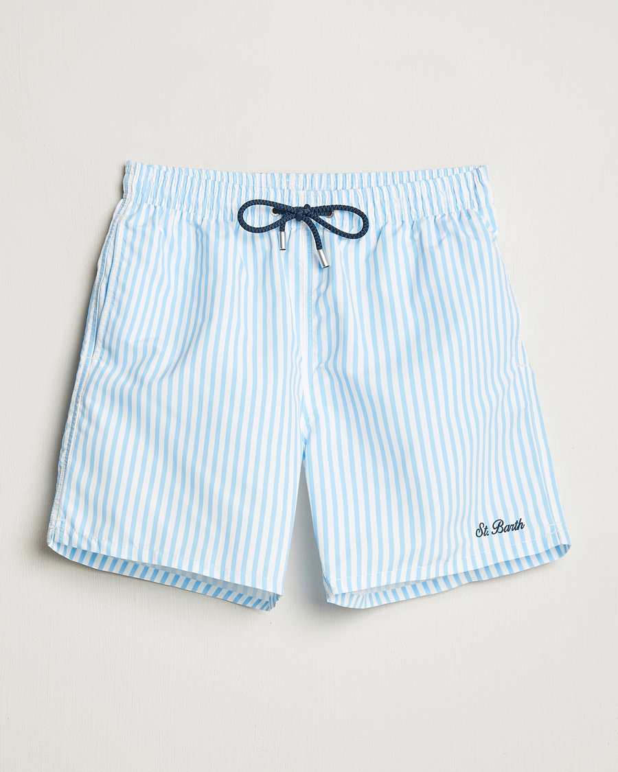 Heren | Zwembroek | MC2 Saint Barth | Printed Nylon Swim Shorts Light Blue Stripes