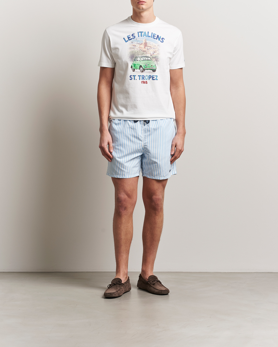 Heren | Zwembroek | MC2 Saint Barth | Printed Nylon Swim Shorts Light Blue Stripes