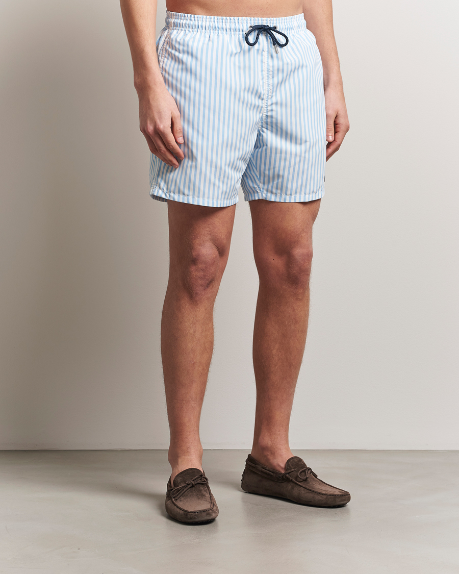Heren | Zwembroek | MC2 Saint Barth | Printed Nylon Swim Shorts Light Blue Stripes
