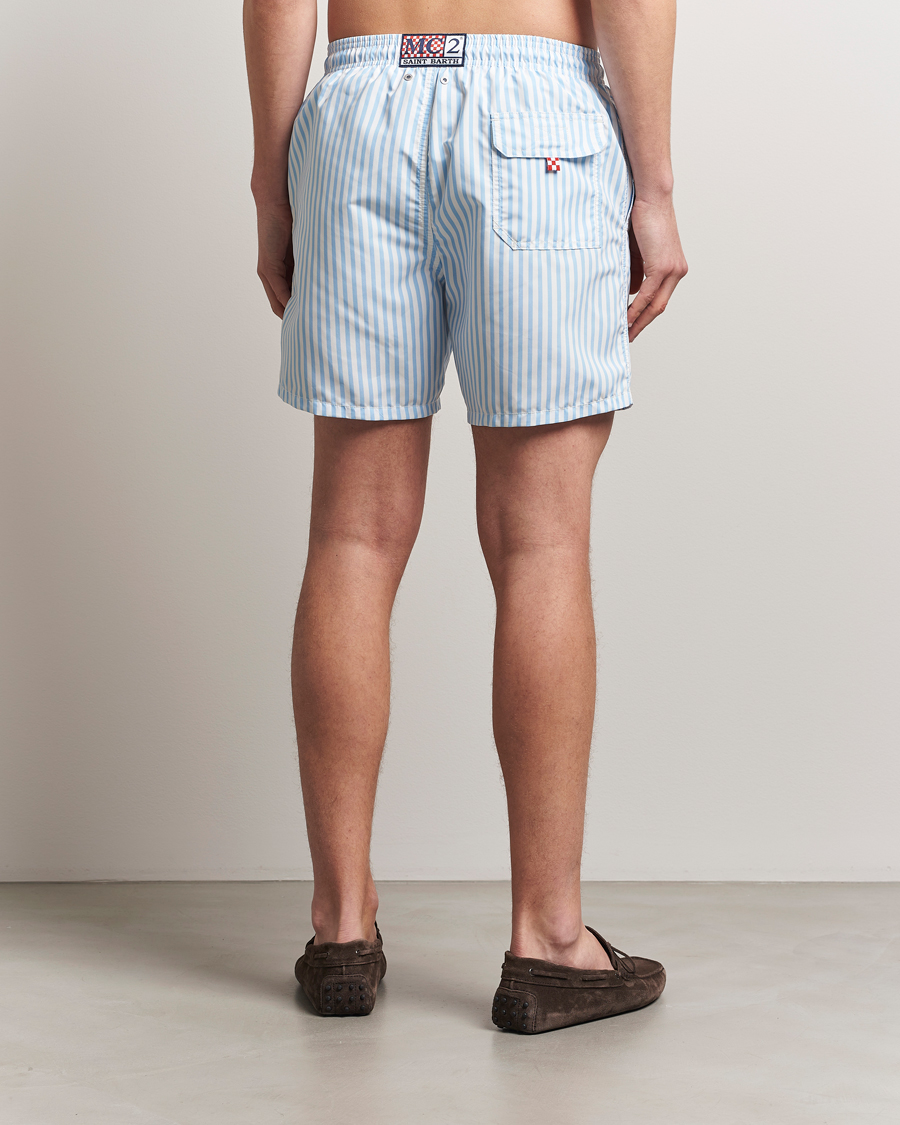 Heren | Zwembroek | MC2 Saint Barth | Printed Nylon Swim Shorts Light Blue Stripes