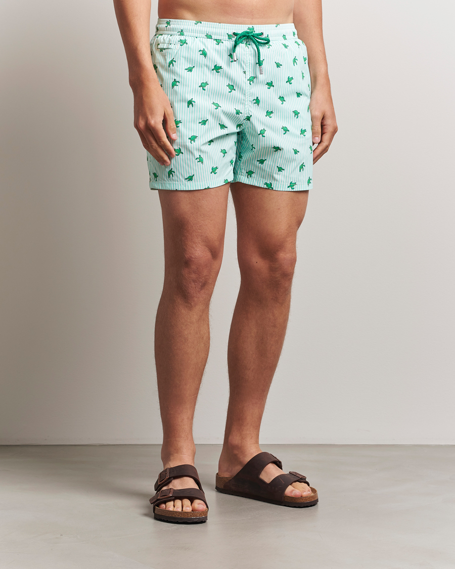 Heren | Zwembroek | MC2 Saint Barth | Printed Nylon Swim Shorts Green Turtle Stripes