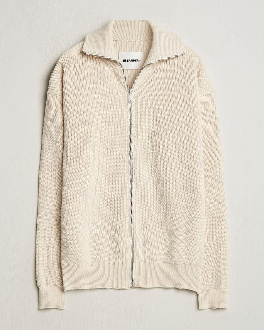 Heren | Truien | Jil Sander | Rib Full Zip Cardigan Porcelain