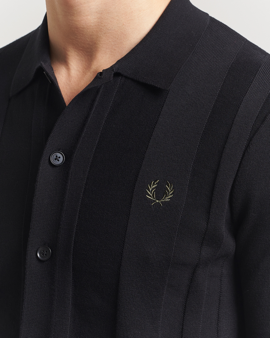 Heren | Overhemden | Fred Perry | Knitted Short Sleeve Shirt Black