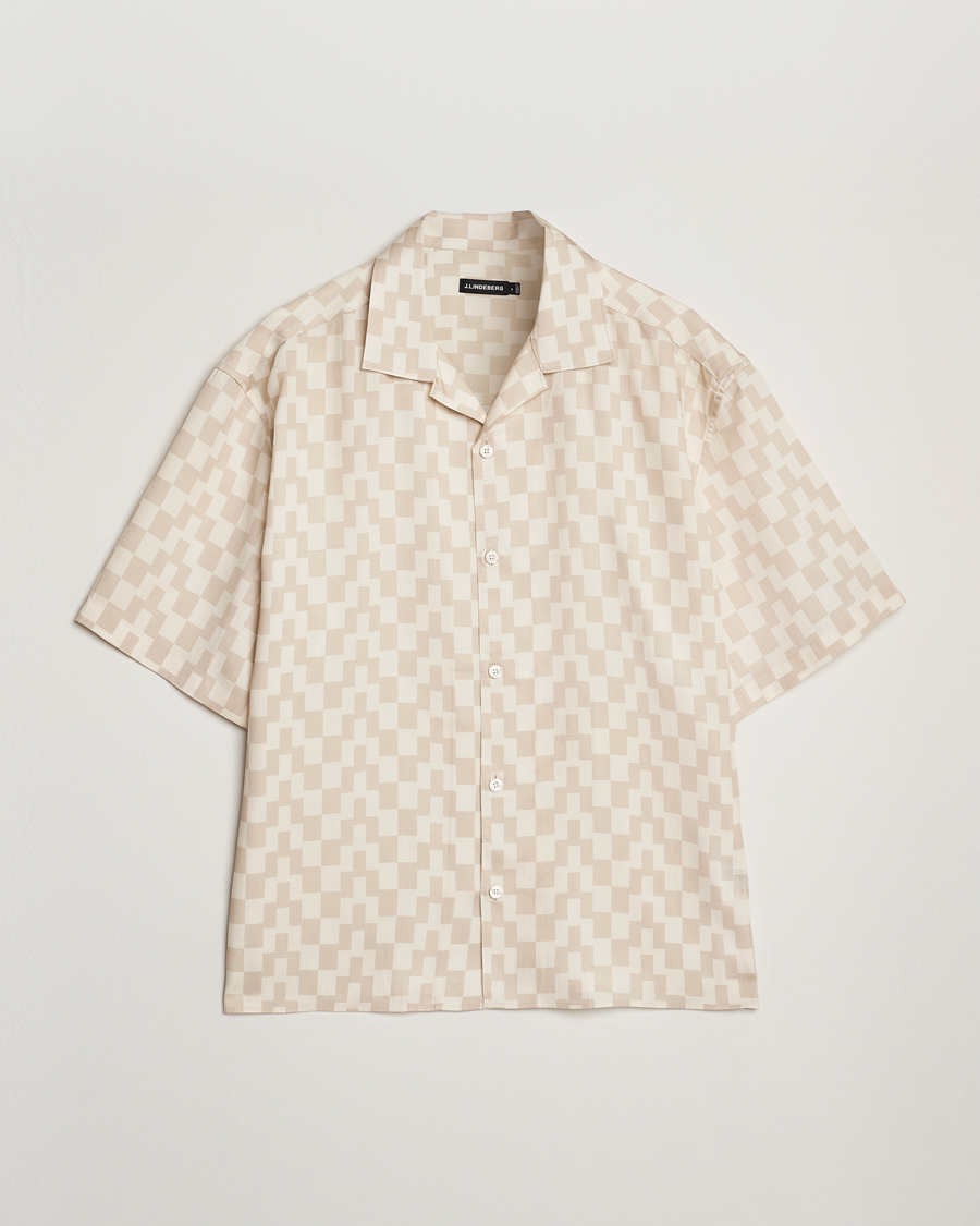 Heren | Overhemden | J.Lindeberg | Ellis Stack Bridge Print Shirt Moonbeam