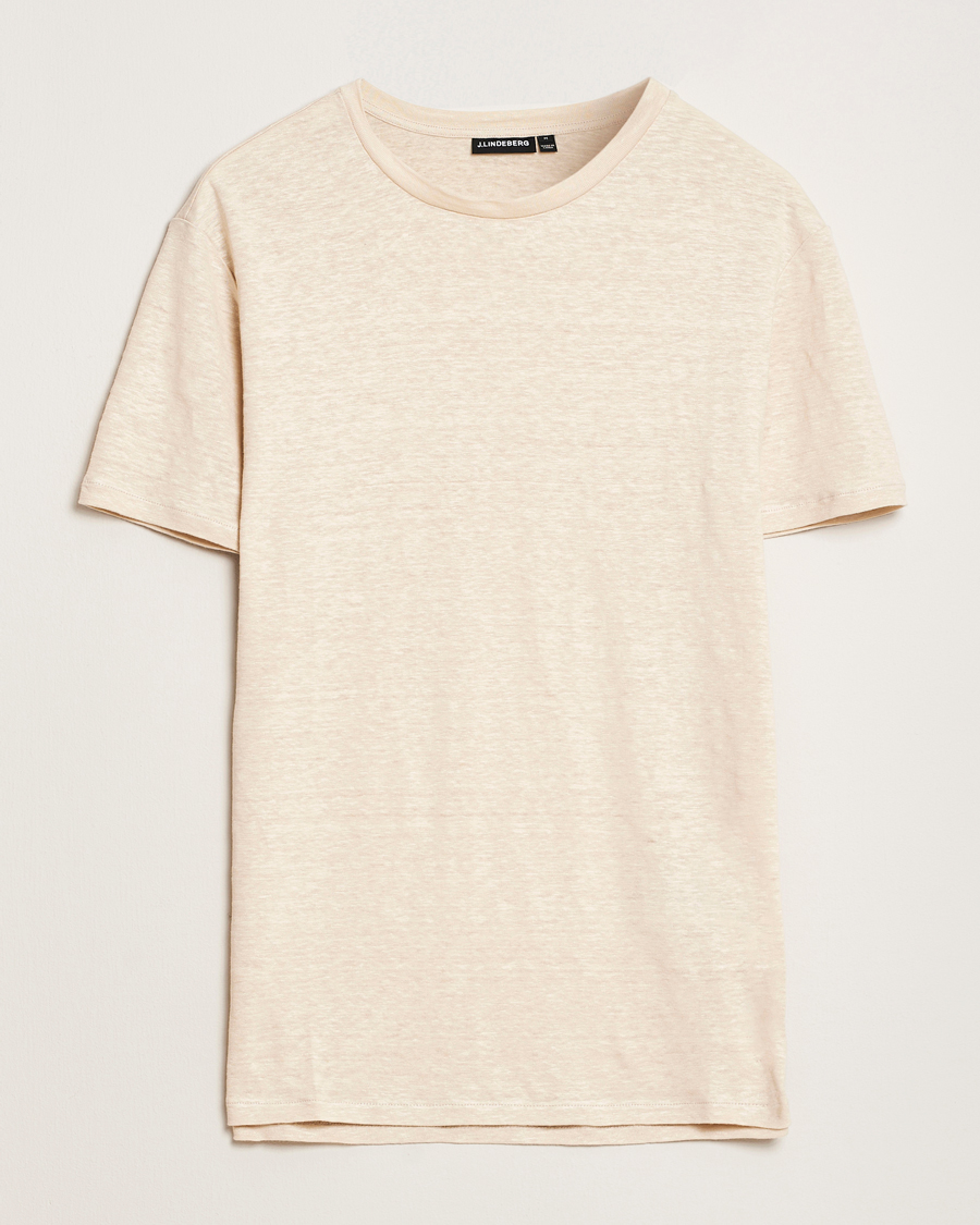 Heren | T-shirts | J.Lindeberg | Coma Linen T-Shirt Moonbeam