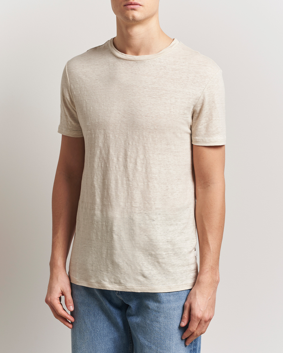 Heren | T-shirts | J.Lindeberg | Coma Linen T-Shirt Moonbeam