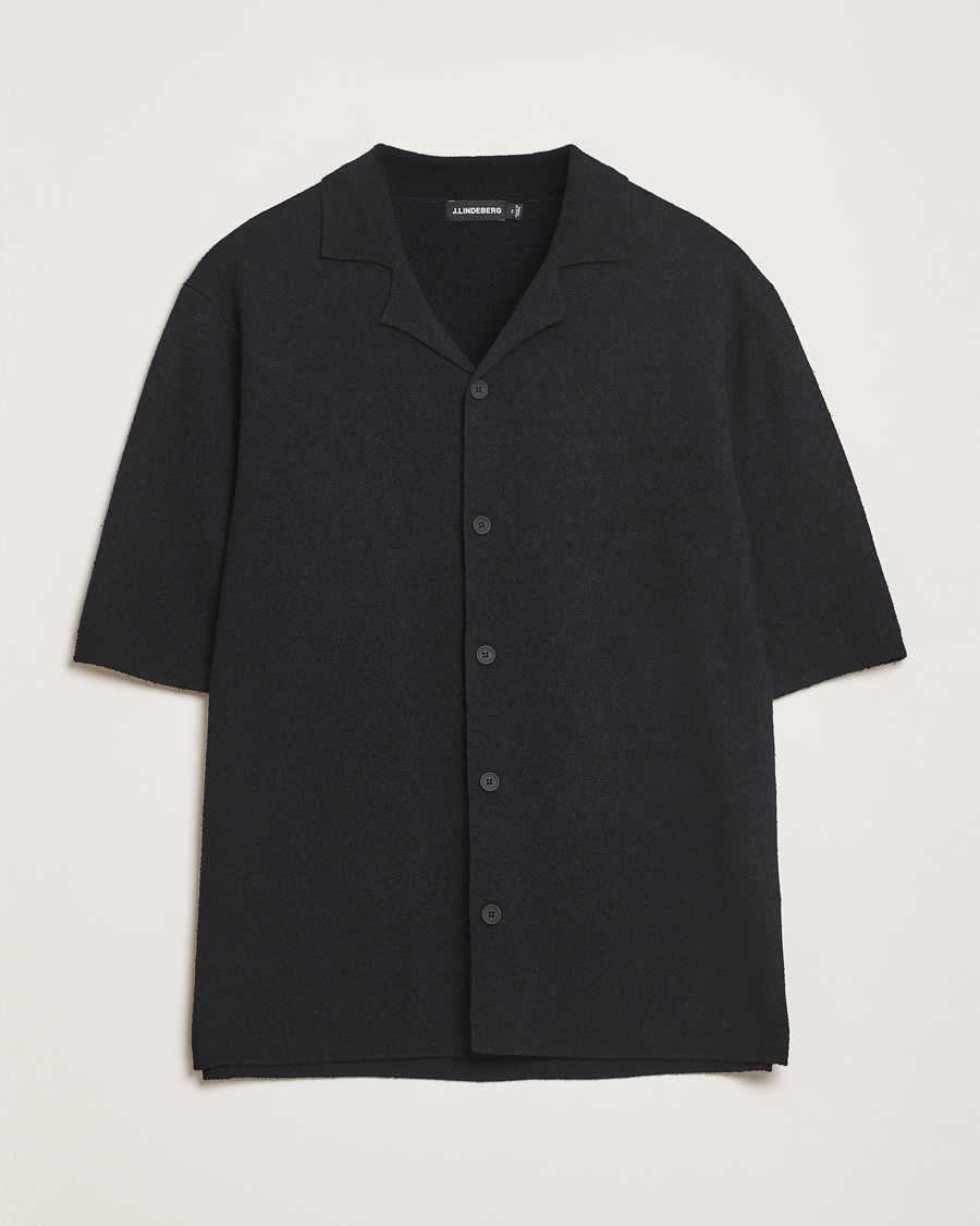Heren | Overhemden | J.Lindeberg | Sal Knitted Boucle Shirt Black