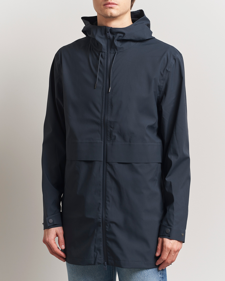 Heren | Jassen | RAINS | Suva Hooded Waterproof Long Jacket Navy