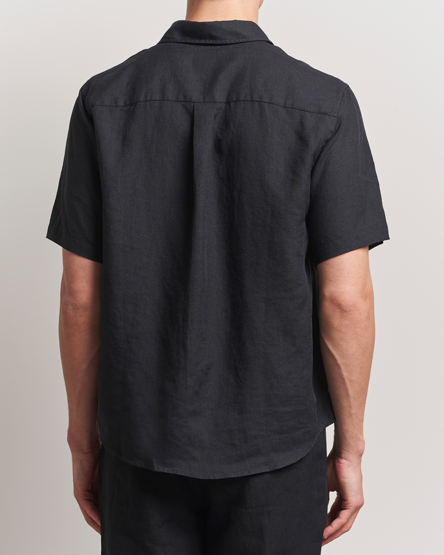 Heren | Overhemden | Colorful Standard | Garment Dyed Linen Short Sleeve Shirt Deep Black