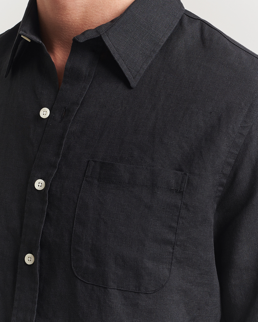 Heren | Overhemden | Colorful Standard | Garment Dyed Linen Short Sleeve Shirt Deep Black