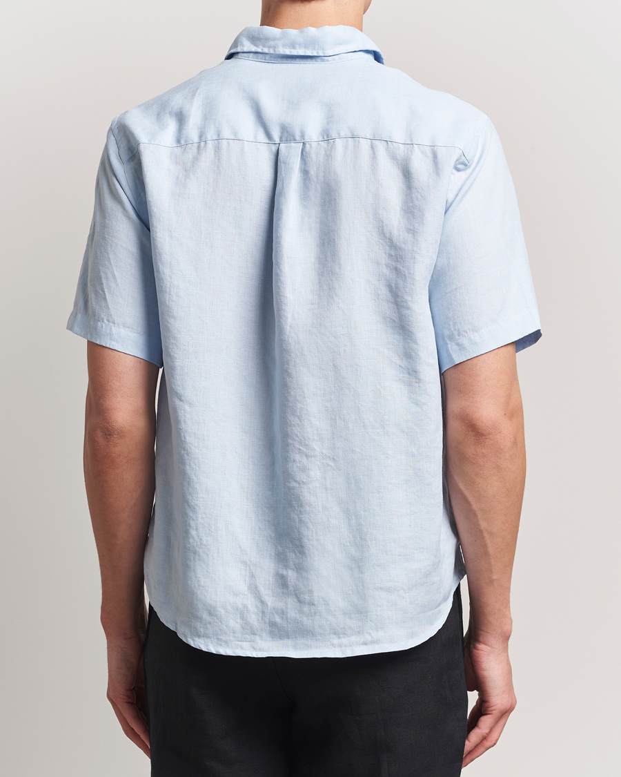 Heren | Overhemden | Colorful Standard | Garment Dyed Linen Short Sleeve Shirt Polar Blue