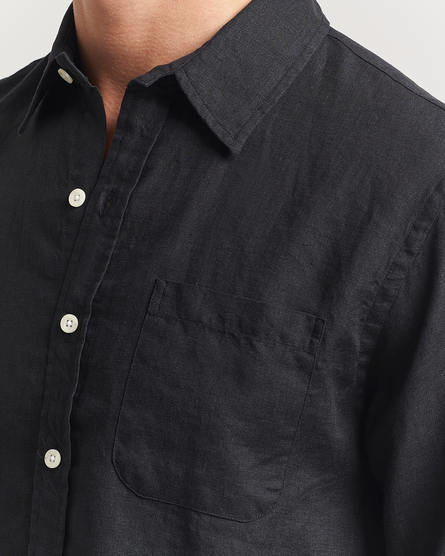 Heren | Overhemden | Colorful Standard | Garment Dyed Linen Shirt Deep Black