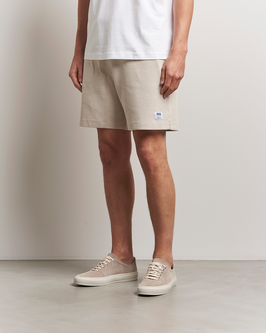 Heren | Korte broek | HUGO | Nuwfallo Waffle Sweatshorts Open White