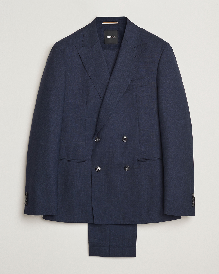 Heren | Pakken | BOSS BLACK | Huge Wool Double Breasted Suit Navy