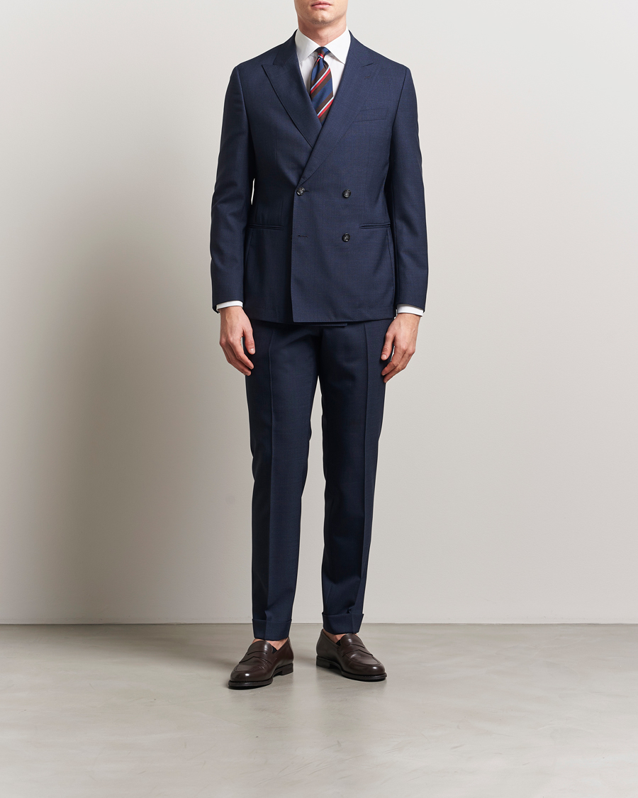 Heren | Pakken | BOSS BLACK | Huge Wool Double Breasted Suit Navy