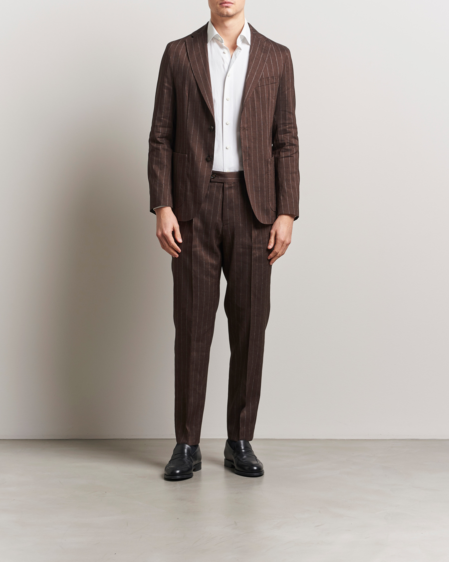 Heren | Pakken | BOSS BLACK | Hanry Wool Pinstriped Suit Dark Brown