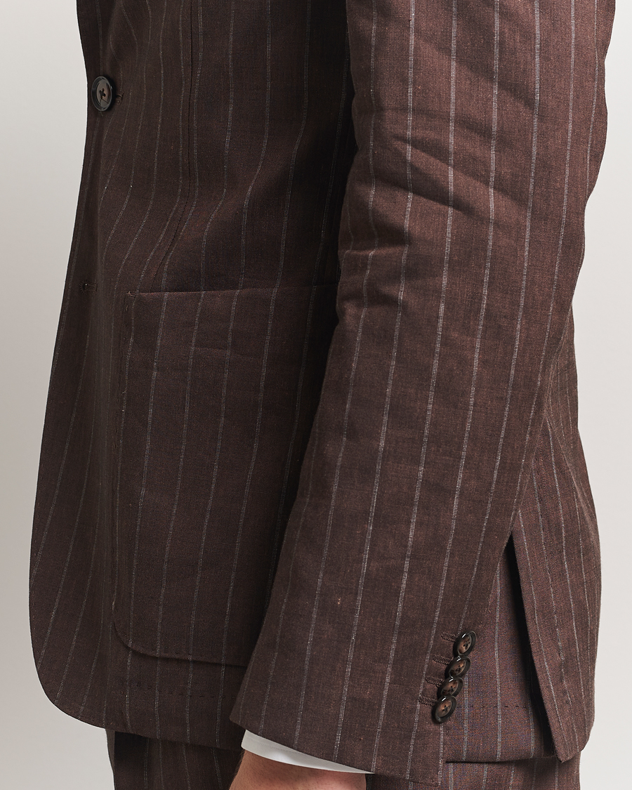 Heren | Pakken | BOSS BLACK | Hanry Wool Pinstriped Suit Dark Brown