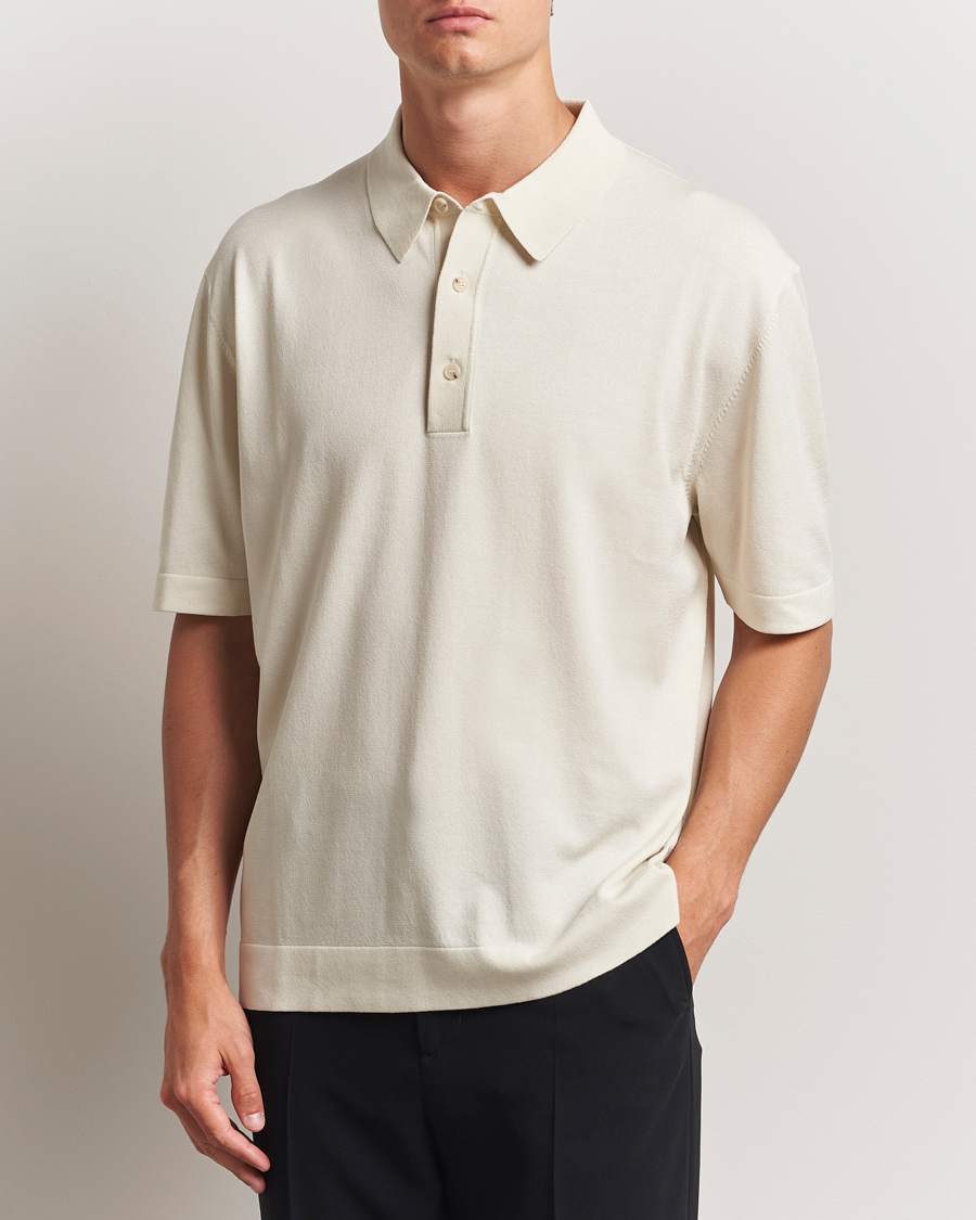 Heren | Polo's | BOSS BLACK | Jervasoni Cotton/Silk Knitted Polo Open White