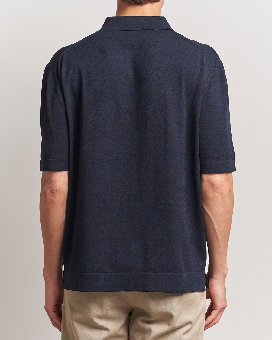 Heren | Polo's | BOSS BLACK | Jervasoni Cotton/Silk Knitted Polo Dark Blue