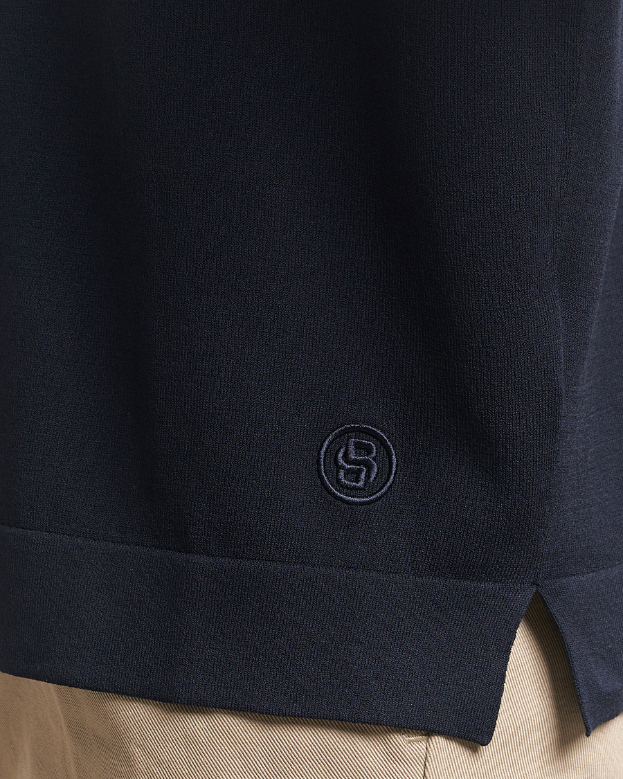 Heren | Polo's | BOSS BLACK | Jervasoni Cotton/Silk Knitted Polo Dark Blue