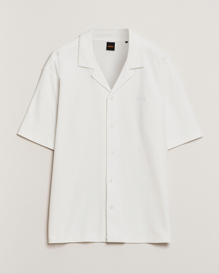 Heren | Overhemden | BOSS ORANGE | Waffle Short Sleeve Shirt Natural
