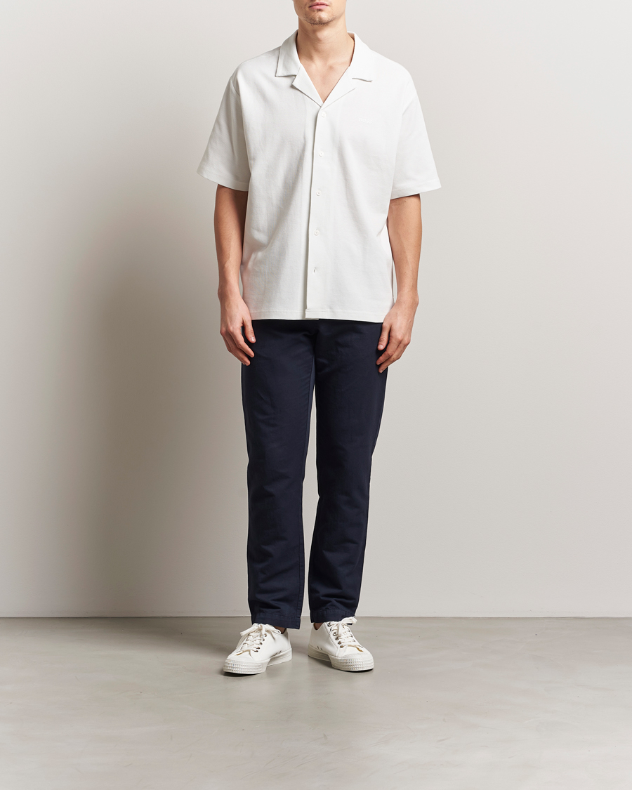 Heren | Overhemden | BOSS ORANGE | Waffle Short Sleeve Shirt Natural