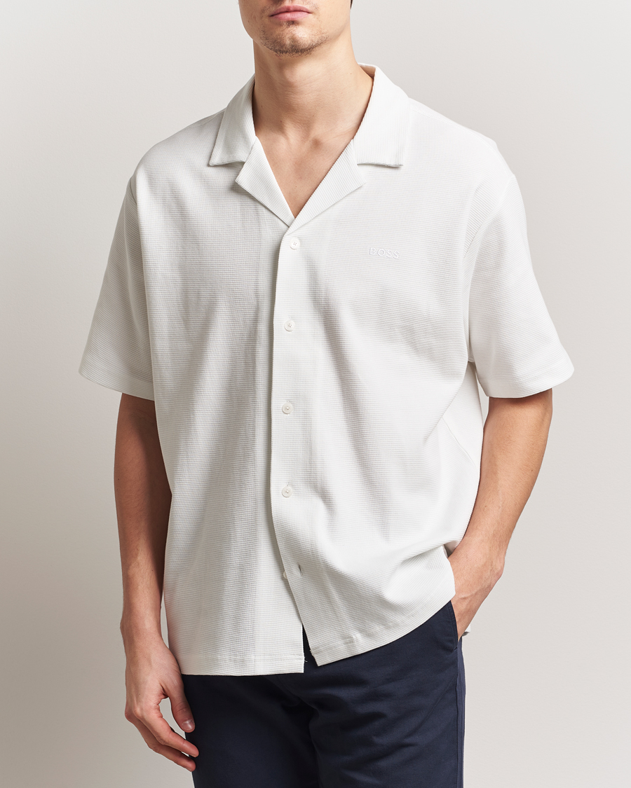 Heren | Overhemden | BOSS ORANGE | Waffle Short Sleeve Shirt Natural