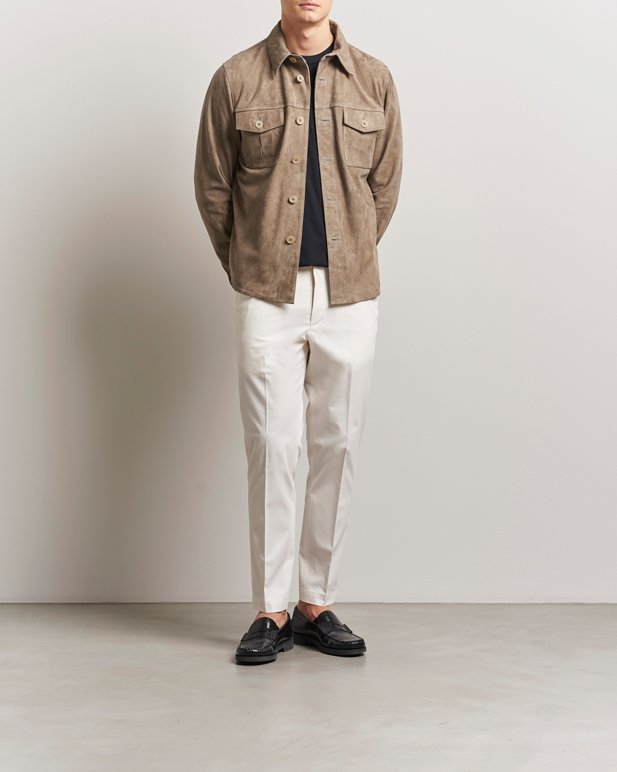 Heren | Broeken | BOSS CAMEL | Kaiton Cotton Pleated Trousers Open White