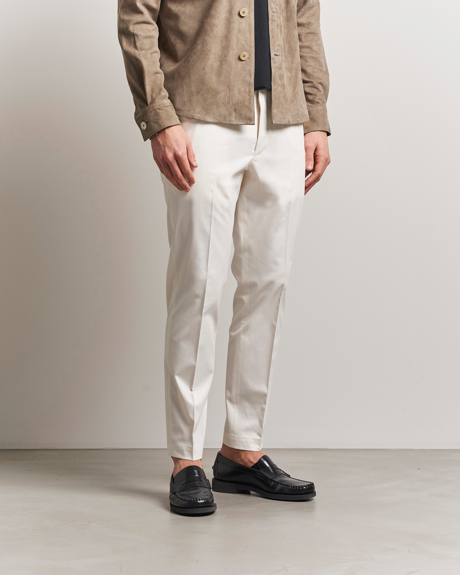 Heren | Broeken | BOSS CAMEL | Kaiton Cotton Pleated Trousers Open White