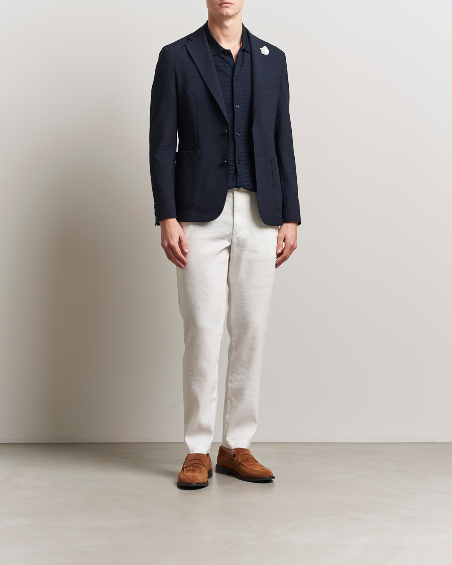 Heren | Blazers | BOSS BLACK | Hanry Seersucker Patch Pocket Blazer Dark Blue