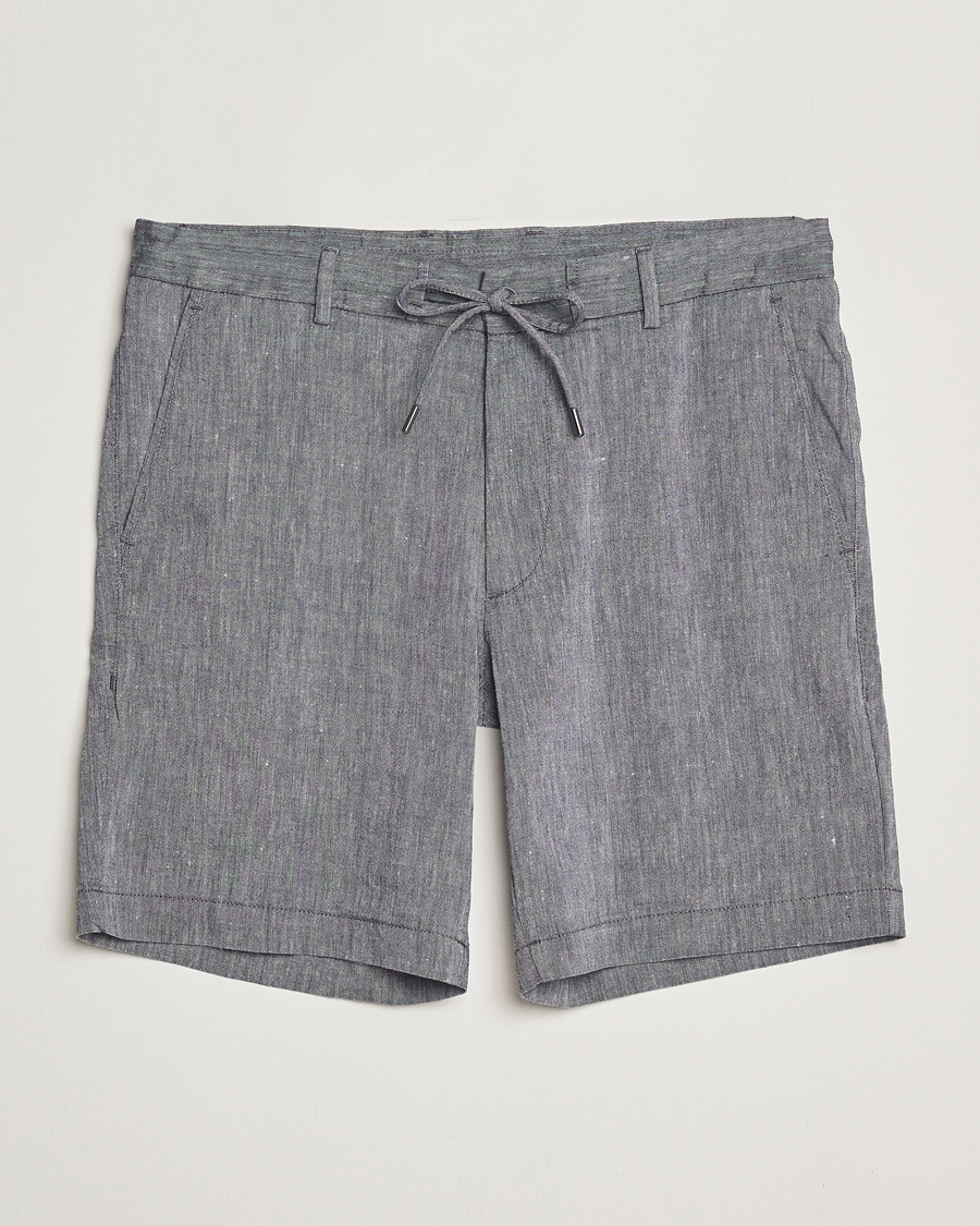 Heren | Korte broek | BOSS BLACK | Kane Linen/Cotton Drawstring Shorts Dark Blue
