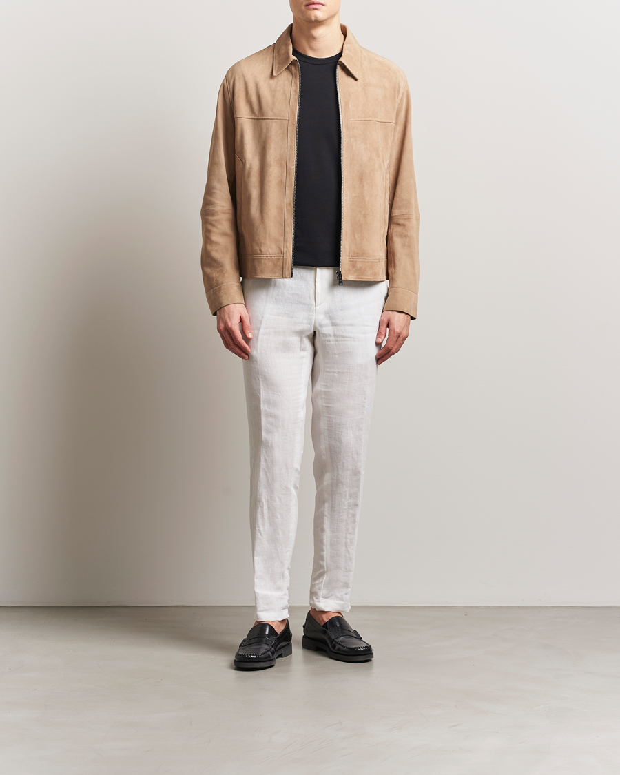 Heren | Broeken | BOSS BLACK | Genius Pleated Linen Trousers White