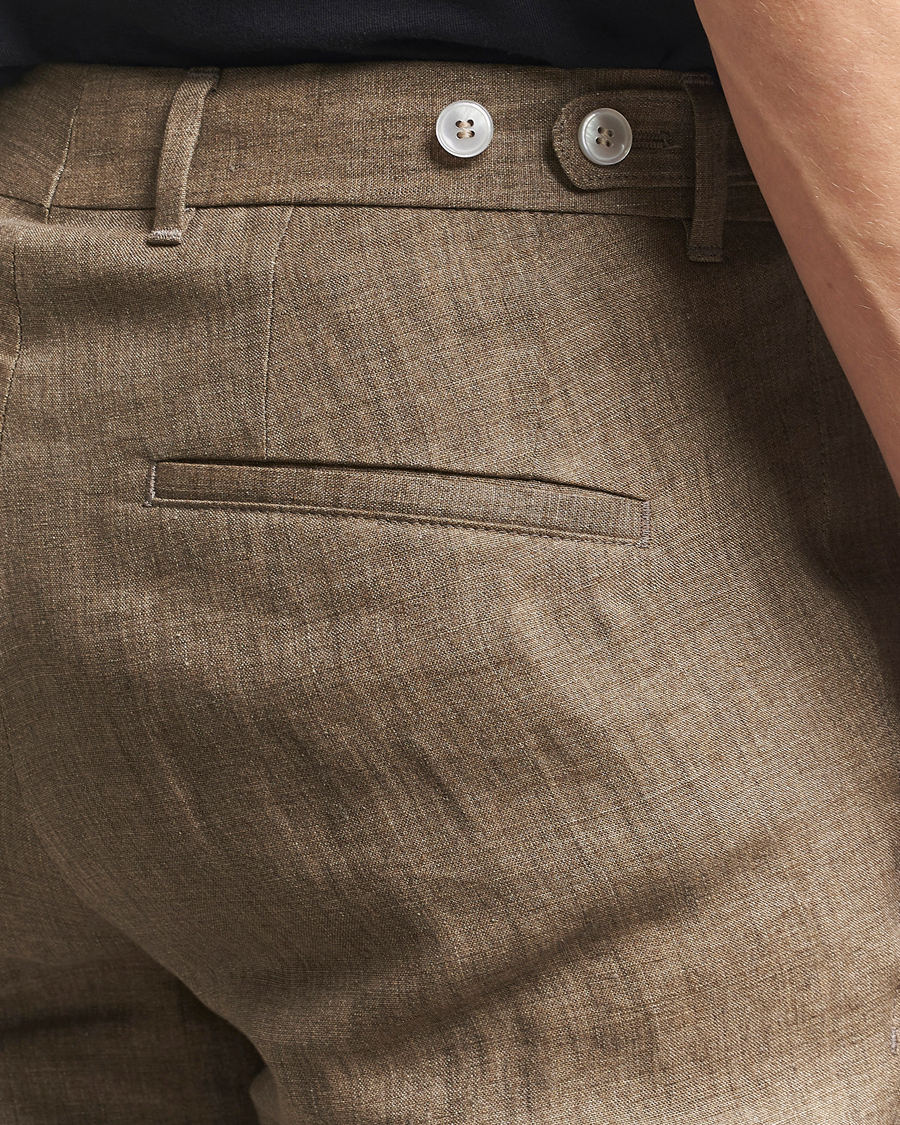 Heren | Broeken | BOSS BLACK | Genius Pleated Linen Trousers Dark Brown