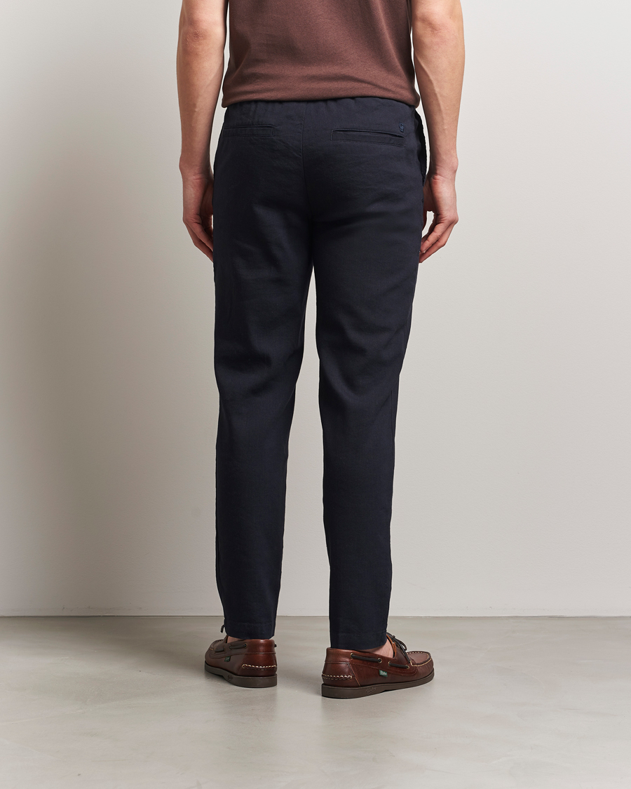Heren | Broeken | BOSS BLACK | Kane Linen Blend Drawstring Trousers Dark Blue