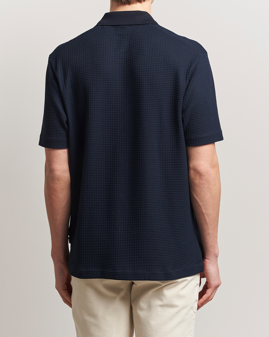 Heren | Overhemden | BOSS BLACK | Palladio Knitted Short Sleeve Shirt Dark Blue