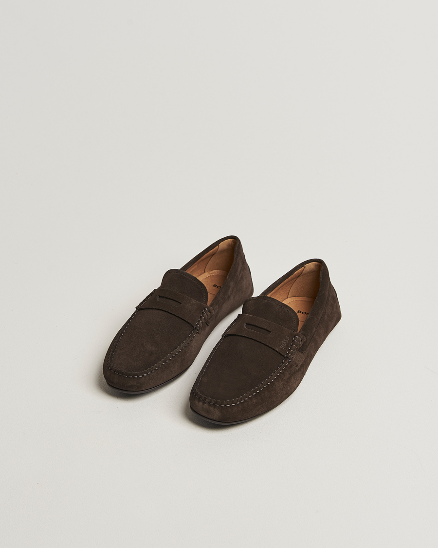 Heren | Instappers | BOSS BLACK | Noel Suede Moccasin Dark Brown