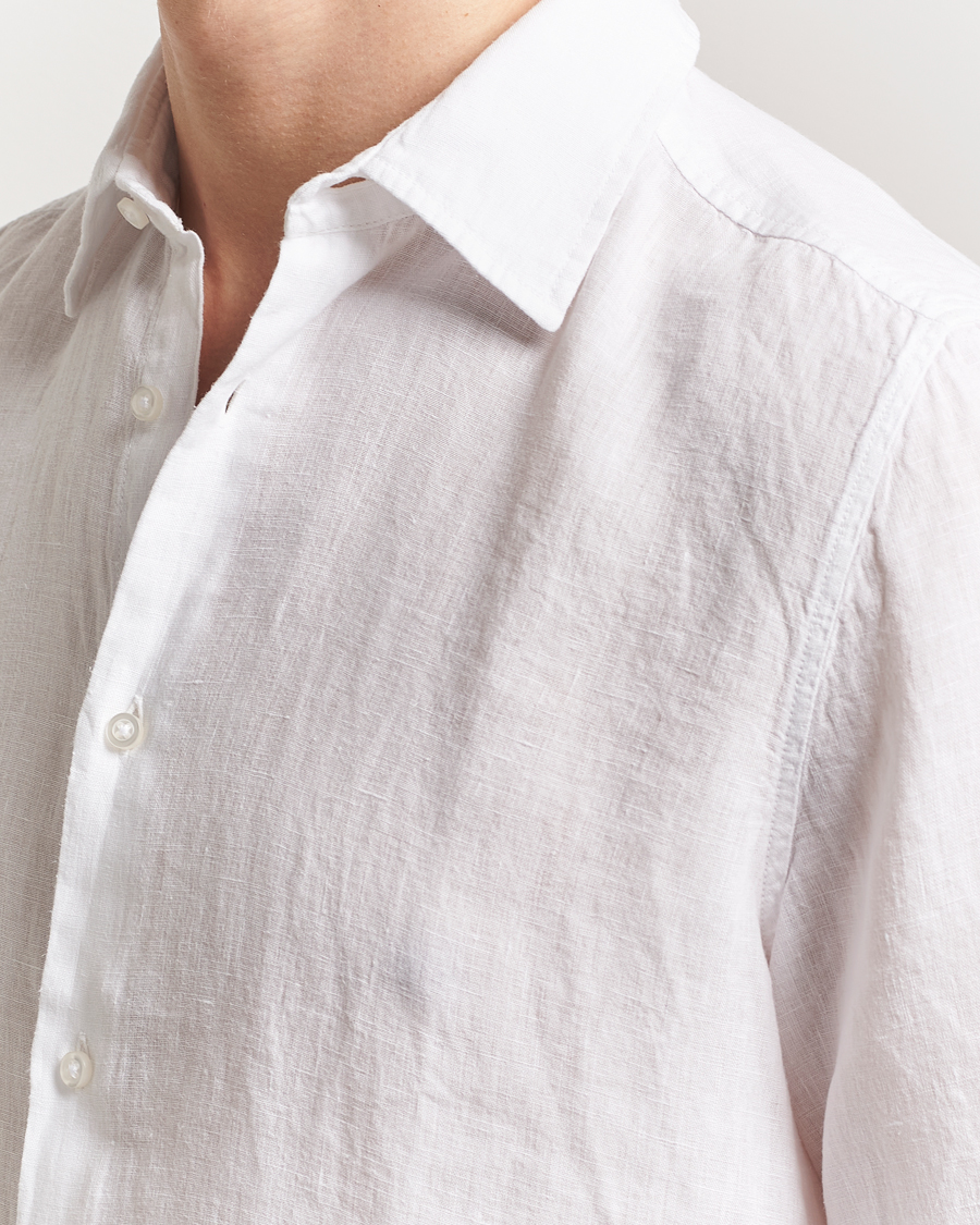 Heren | Overhemden | BOSS ORANGE | Rash Linen Short Sleeve Shirt White